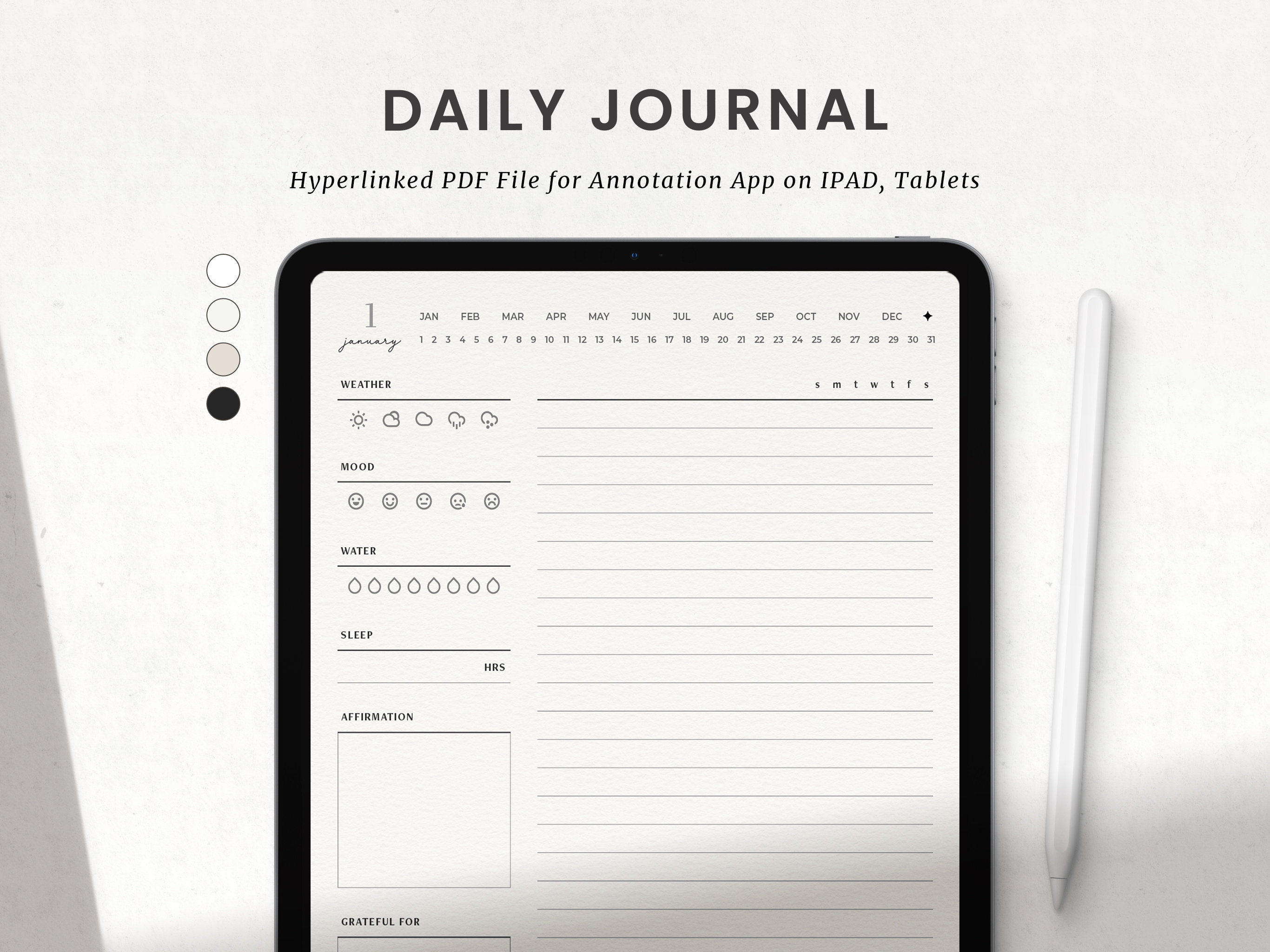 Digital Journal, Goodnotes Daily Journal 2024, iPad Diary