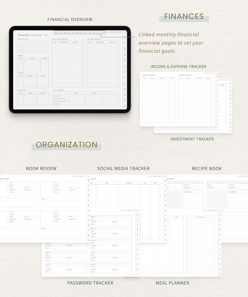 Undated Planner, Minimalist Digital Planner, iPad Goodnotes Daily Planner, Notability Planner, Simple Student Planner image 6