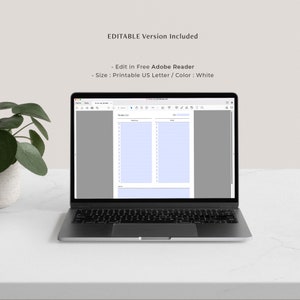 May include: A laptop computer displaying a printable to-do list template in Adobe Reader. The template is white with light blue lines and has two columns labelled "To do List" and "Notes". The text "EDITABLE Version Included" is displayed above the laptop screen.