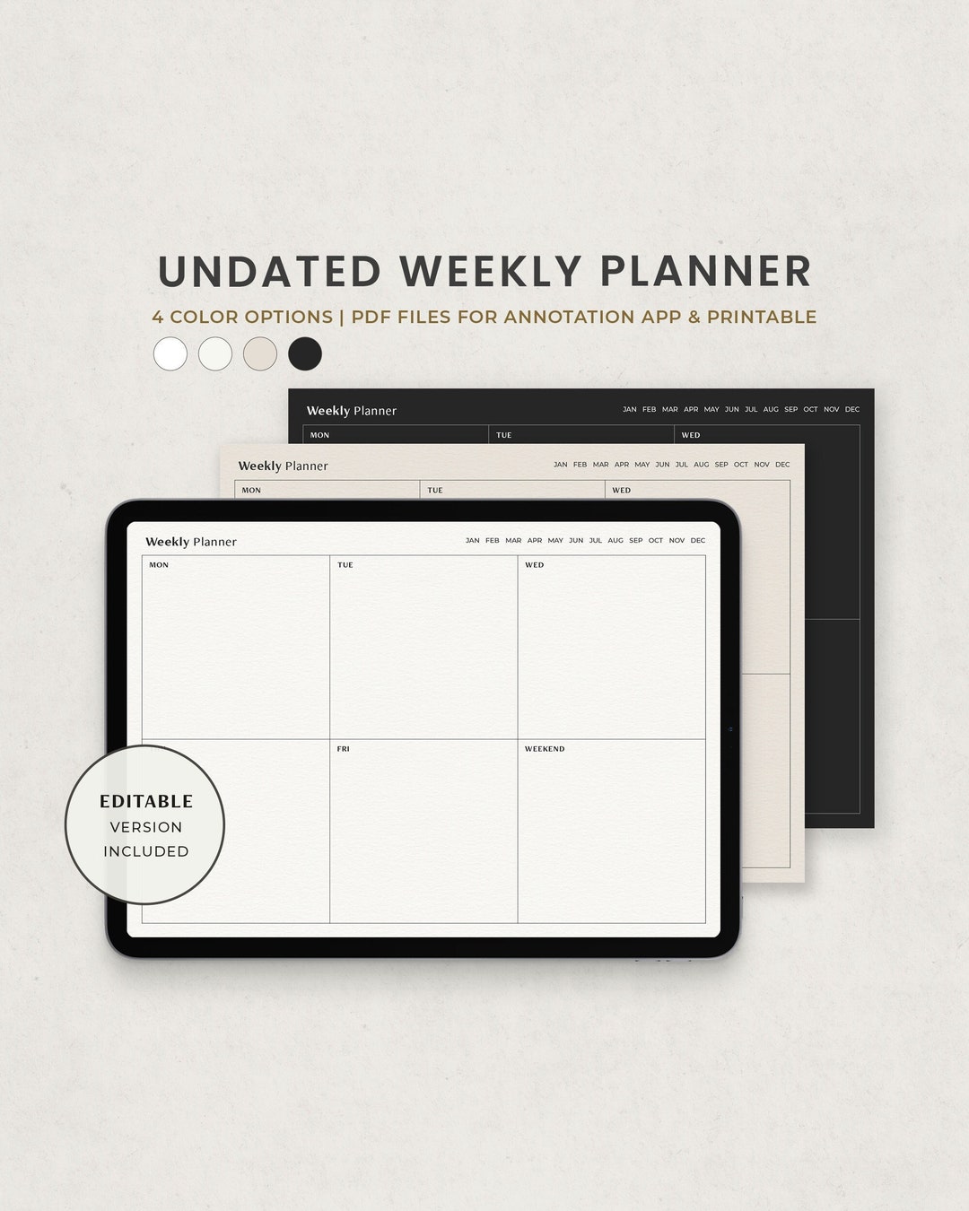 Weekly Planner Undated Digital Planner Template for Goodnotes Ipad ...