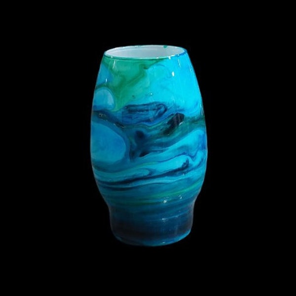 Epoxy Resin & Alcohol Ink Vase - 7.5 Inches Tall / 3.5 Inch radius - Coated in Epoxy Resin/Alcohol Inks/Glitter