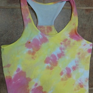 SMALL - TELALEO Mesh Racerback Crop Top - Pastel Tie Dye