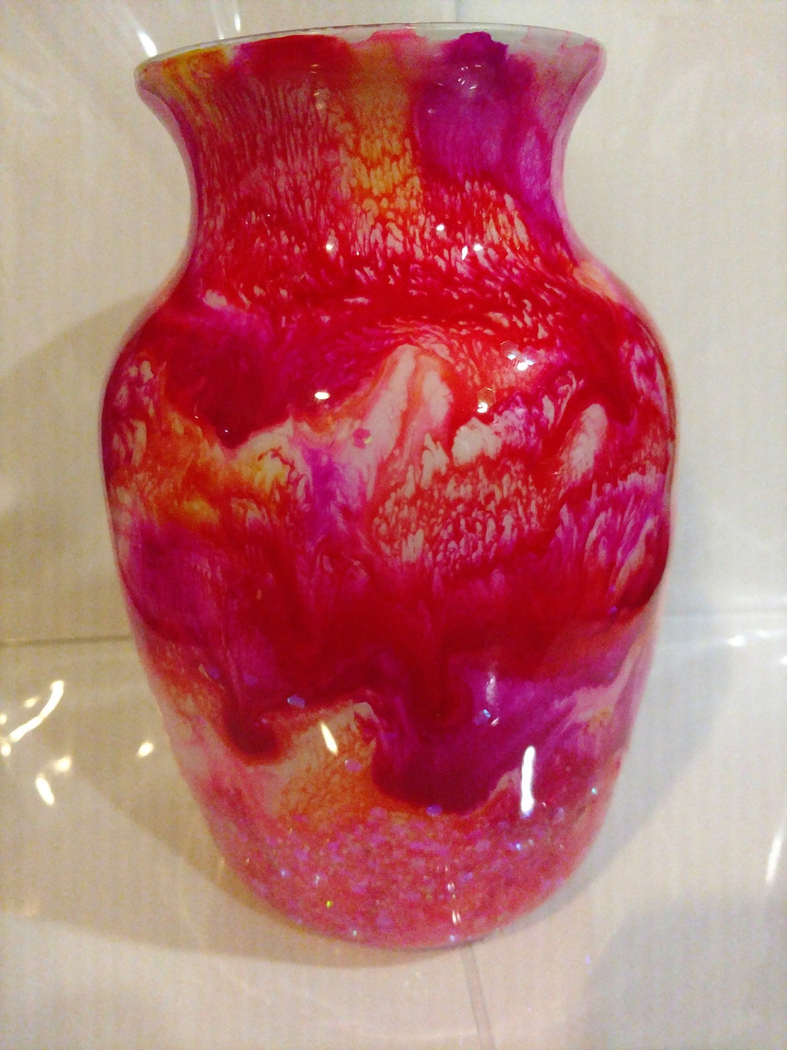 Epoxy Resin & Glitter Vase 7 Inches Tall / 4.5 Inch radius Etsy