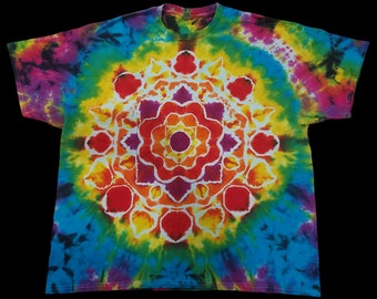 Size: 2XL - Gildan Ultra Cotton Tie Dye T-Shirt - Liquid Dyed Mandala / Scrunch Combo