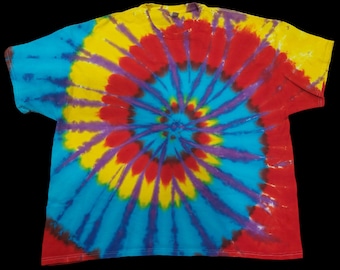 Maat: 3XL - Gildan Ultra Cotton Tie Dye T-shirt - Vloeistof geverfd 3 kleuren spiraal met paarse vulling