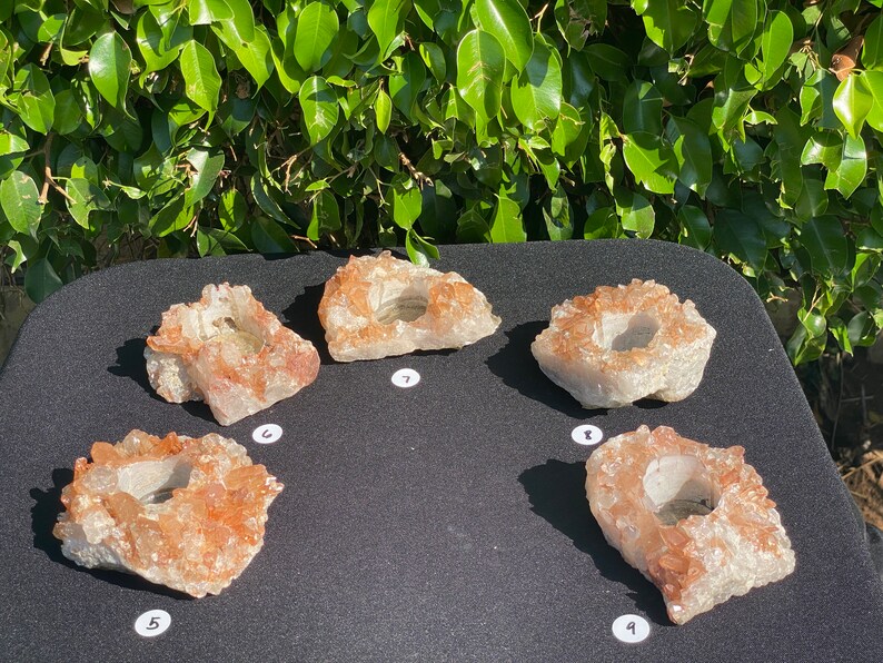 Tangerine Quartz Natural Candle Holders