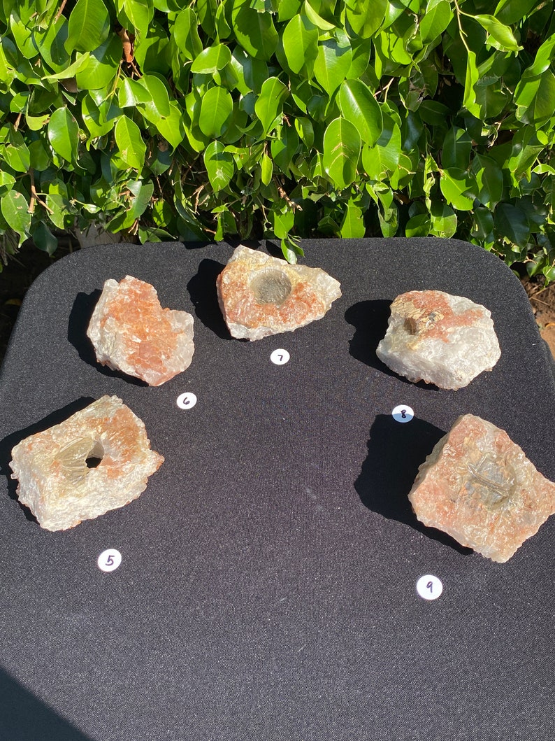Tangerine Quartz Natural Candle Holders