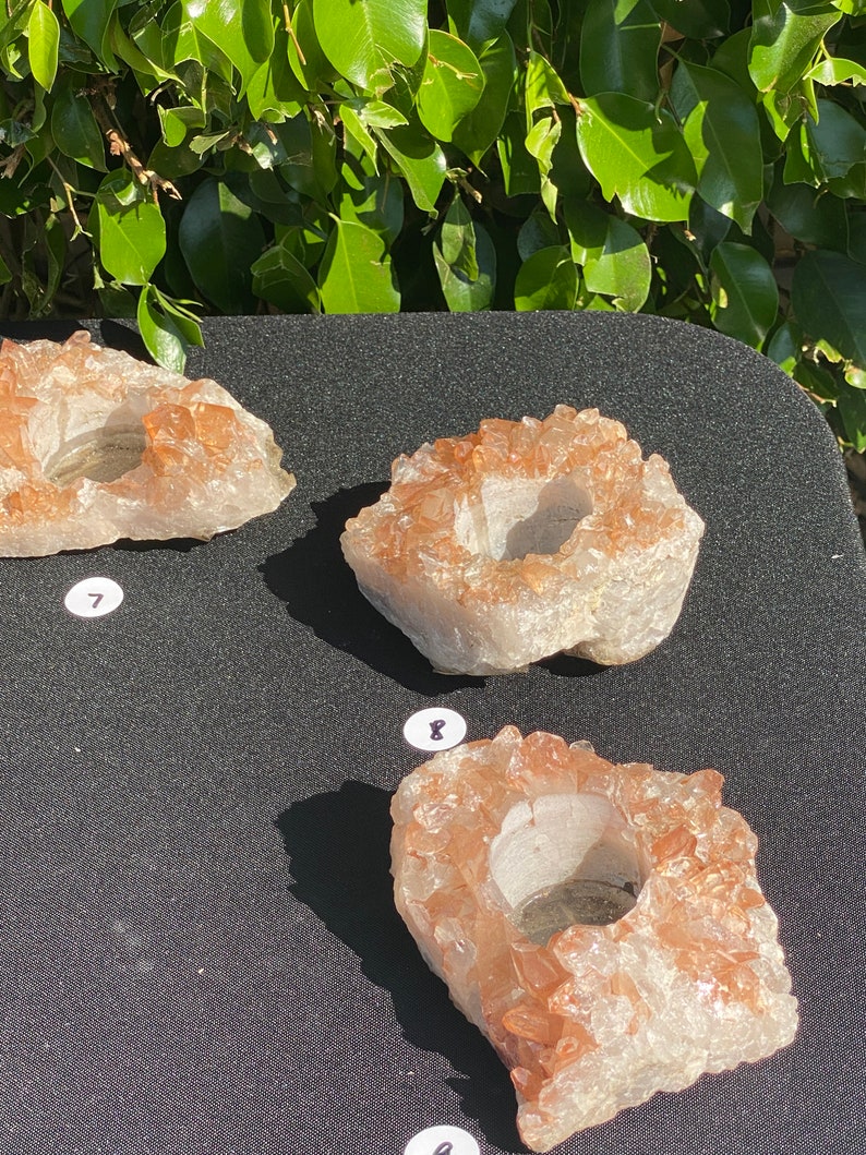 Tangerine Quartz Natural Candle Holders