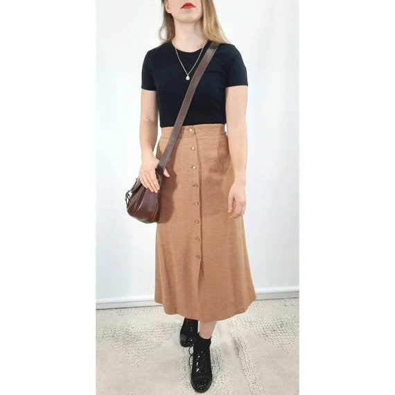 Vintage Maxi Skirt, Button Down Linen Blend Skirt,