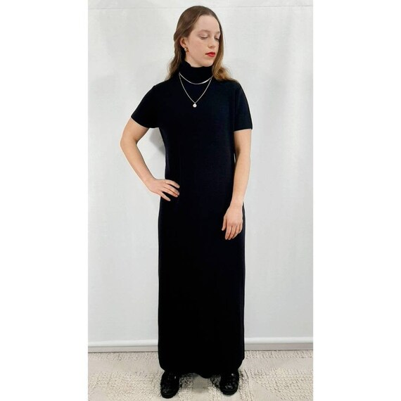 Vintage Maxi Dress, Pure Merino Wool Dress, Black