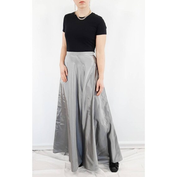 Vintage Silver Skirt, High Waisted Maxi Skirt