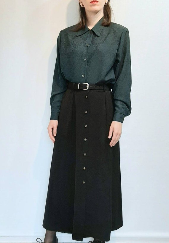 Vintage Maxi Skirt, 80s Button Down Skirt