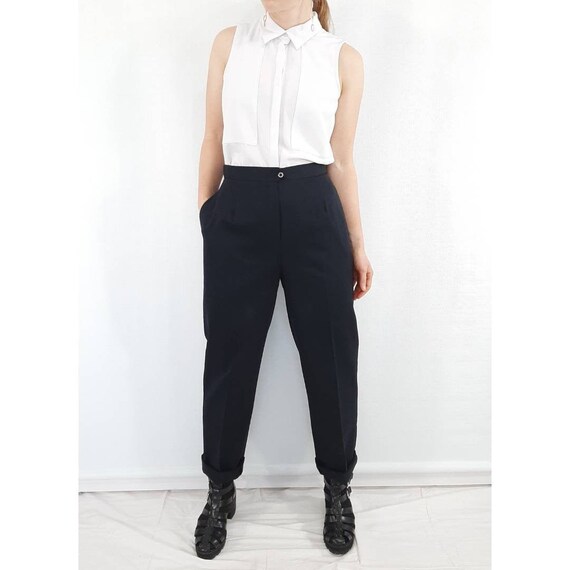 Vintage Trousers, Navy High Waisted Pants