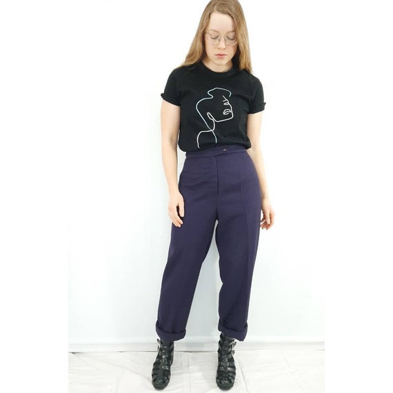 Vintage Trousers, Purple High Waisted Pants