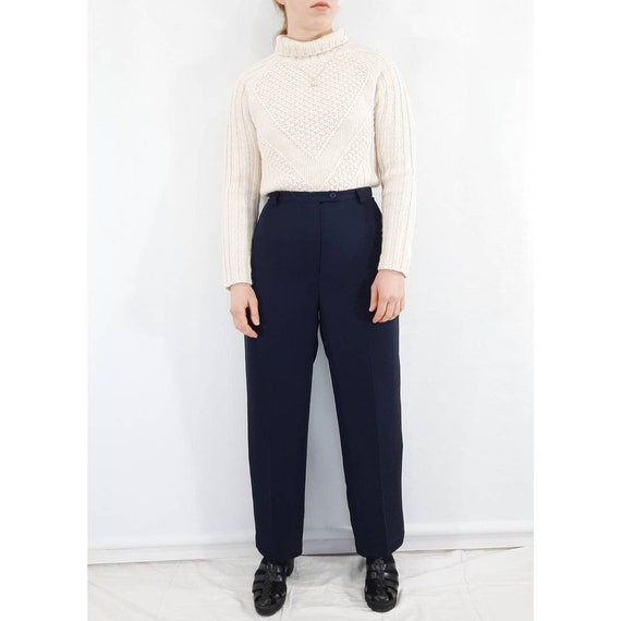 Pure Wool Trousers, Navy Wool Pants, Vintage Pants