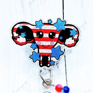 4th of July Uterus Badge Reel. Nurse, RN, OBGYN, Ob, L&D, Summer, Holiday, Dr, Cna, Tech, Badge Holder. Nurse Accessories. Gift For Nurse.