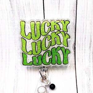 Lucky Badge Reel, St Patrick&#39;s Day, Pot Of Gold, St. Patty&#39;s Day, 4 Leaf Clover, Shamrock, Holiday, Seasonal, Spring, Nurse, RN Badge Holder