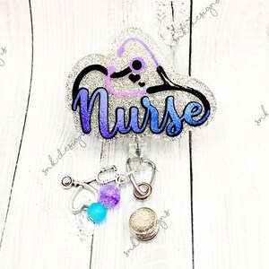 Nurse Stethoscope Badge Reel, Nurse Badge Reel, RN Badge Holder, Hospital ID, Nurse Gift, Nurse Retractable Badge Reel