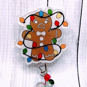 Gingerbread Badge Reel, Christmas, Winter, Holiday, Seasonal, Nurse, RN, Cna, Tech, Dr, Nursing Student Badge Holder. Nurse Accessories