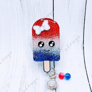 4th of July Popsicle Badge Reel, Retractable Badge Reel, Nurse Badge Reel, Summer Badge Reel, Independence Day, Holiday Badge Reel