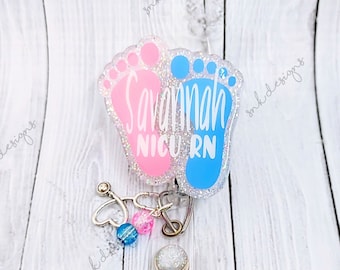 L&D Badge Reel, Baby Feet Badge Reel, NICU Badge Reel, Nurse Badge Reel, OB Nurse Badge Reel, Nurse Gift, Hospital ID, Labor and Delivery