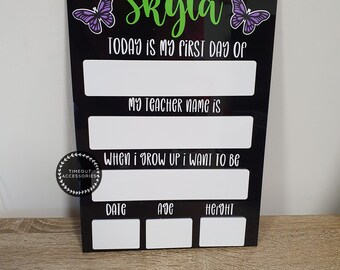 Personalised Reusable First day board