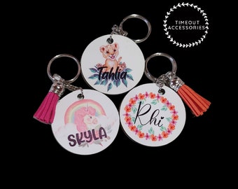 Kids Themed Personalised Key Rings