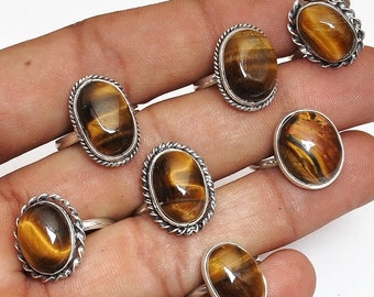 Tiger Eye Ring, Tiger Eye Crystal Ring For Women Jewelry, Boho Ring, Wholesale Ring Lot, Handmade Ring, Tiger Eye Gemstone Ring