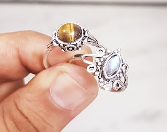 Wholesale Lot Assorted Gemstone Ring, Assorted Crystal Handmade Ring, Ring For Women, Silver Plated Ring, Wholesale Lot Jewelry Bulk Sale!