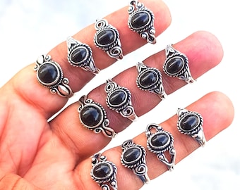 Black Onyx Ring, Black Onyx Gemstone Ring, Crystal Handmade Ring, Ring For Women, 925 Silver Plated Ring, Wholesale Lot Jewelry Bulk Sale!