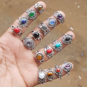 Assorted Color Code Rings Multi Colors Rings for Women, Assorted Gemstone Handmade Ring Jewelry ...