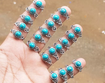 Turquoise Ring, Turquoise Gemstone Ring, Crystal Handmade Ring, Ring For Women, 925 Silver Plated Ring, Wholesale Lot Jewelry Bulk Sale!