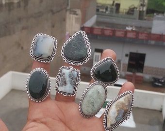 Assorted Crystal Ringe, Großhandel Ring für Frauen, Boho Ringe natürlichen Edelstein handgemachten Schmuck, Chunky Ring, Massenverkauf für Großhandel Lot