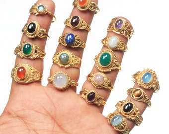 Rings for Women Multi Color Crystal Gold Plated Rings Jewelry Wholesale Assorted Gemstone Rings Gift For Here
