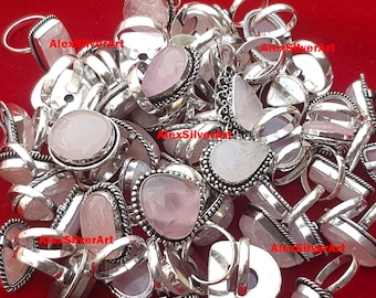 Rosenquarz Ring, Rosenquarz Kristall Handgefertigte Ringe für Frauen, Wholesale Ring für Großverkauf Schmuck