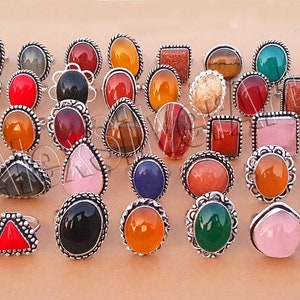 Assorted Crystal Rings, Wholesale Ring For Women, Boho Rings natural Gemstone Handmade Jewelry, Chunky Ring, Bulk Sale for Wholesale Lot