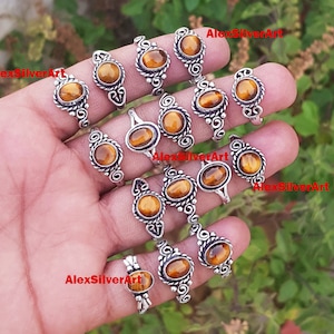 Tiger Eye Ring, Tiger Eye Gemstone Ring, Crystal Handmade Ring, Ring For Women, 925 Silver Plated Ring, Wholesale Lot Jewelry Bulk Sale!