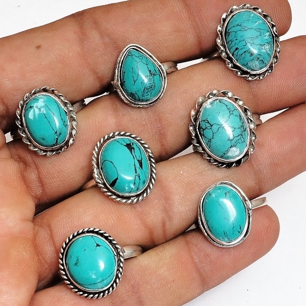 Turquoise ring, Gemstone ring, Ethnic Handmade Rings Jewelry, Ring for women, wholesale lot, cabochon rings