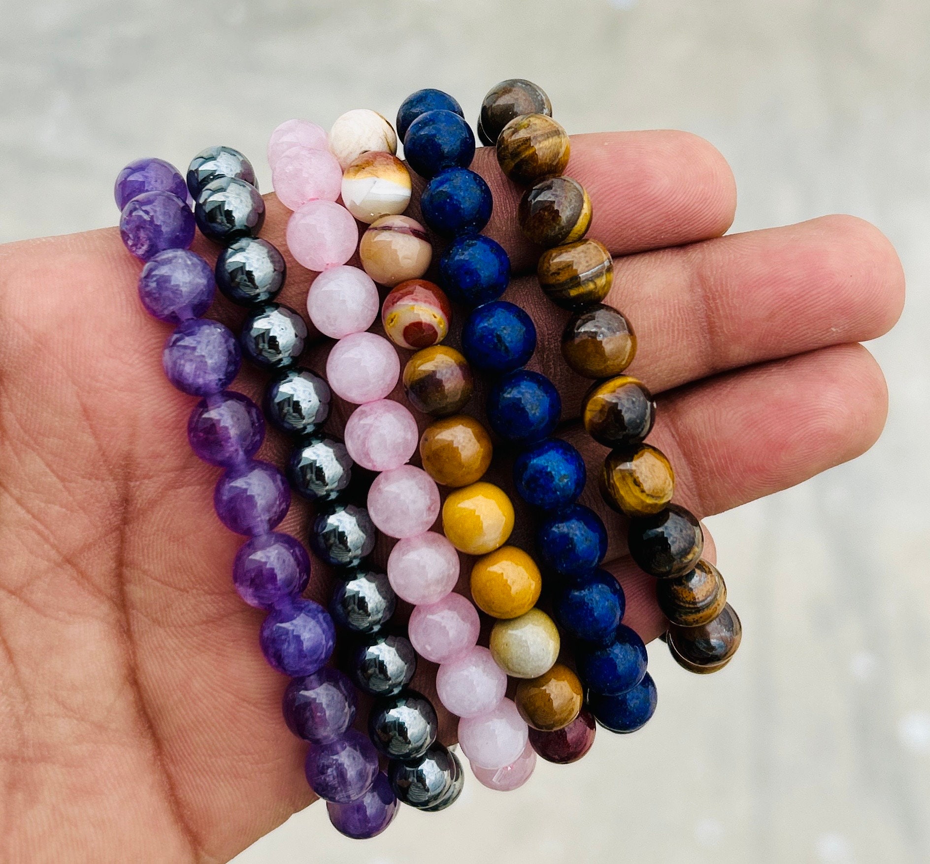 Bracelets Round Beads Multi Color Crystal 10mm Adjustable