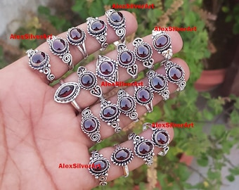 Garnet Ring, Natural Garnet Crystal Handmade Ring For Women, Wholesale Lot Gemstone Rings