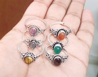 Wholesale Lot Assorted Gemstone Ring, Assorted Crystal Handmade Ring, Ring For Women, Silver Plated Ring, Wholesale Lot Jewelry Bulk Sale!