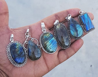 Labradorite Pendant Necklace, Labradorite Crystal Handmade Pendant Necklace For Women, Wholesale Lot Pendant Necklace Jewelry