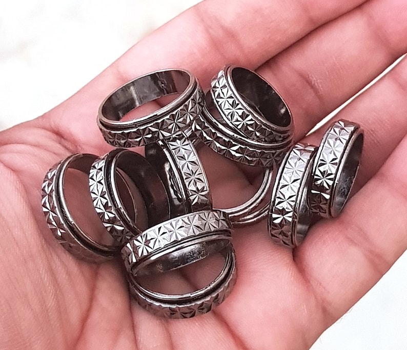 Wholesale Ring, Black Plated Spinner Ring, Boho Ring, Spinner Lot Ring for Women Fashion Jewelry, hippie Ring image 3