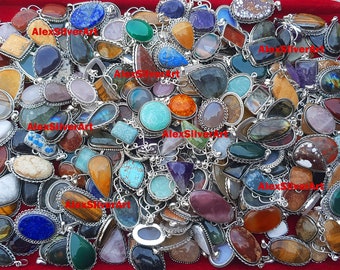 Multi Crystal Pendant Necklace Jewelry, Assorted Gemstone Handmade Pendant For Women, Wholesale Lot Chunky Pendants