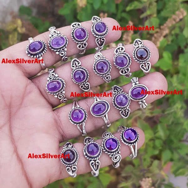 Amethyst Ring, Amethyst Gemstone Ring, Crystal Handmade Ring, Ring For Women, 925 Silver Plated Ring, Wholesale Lot Jewelry Bulk Sale!