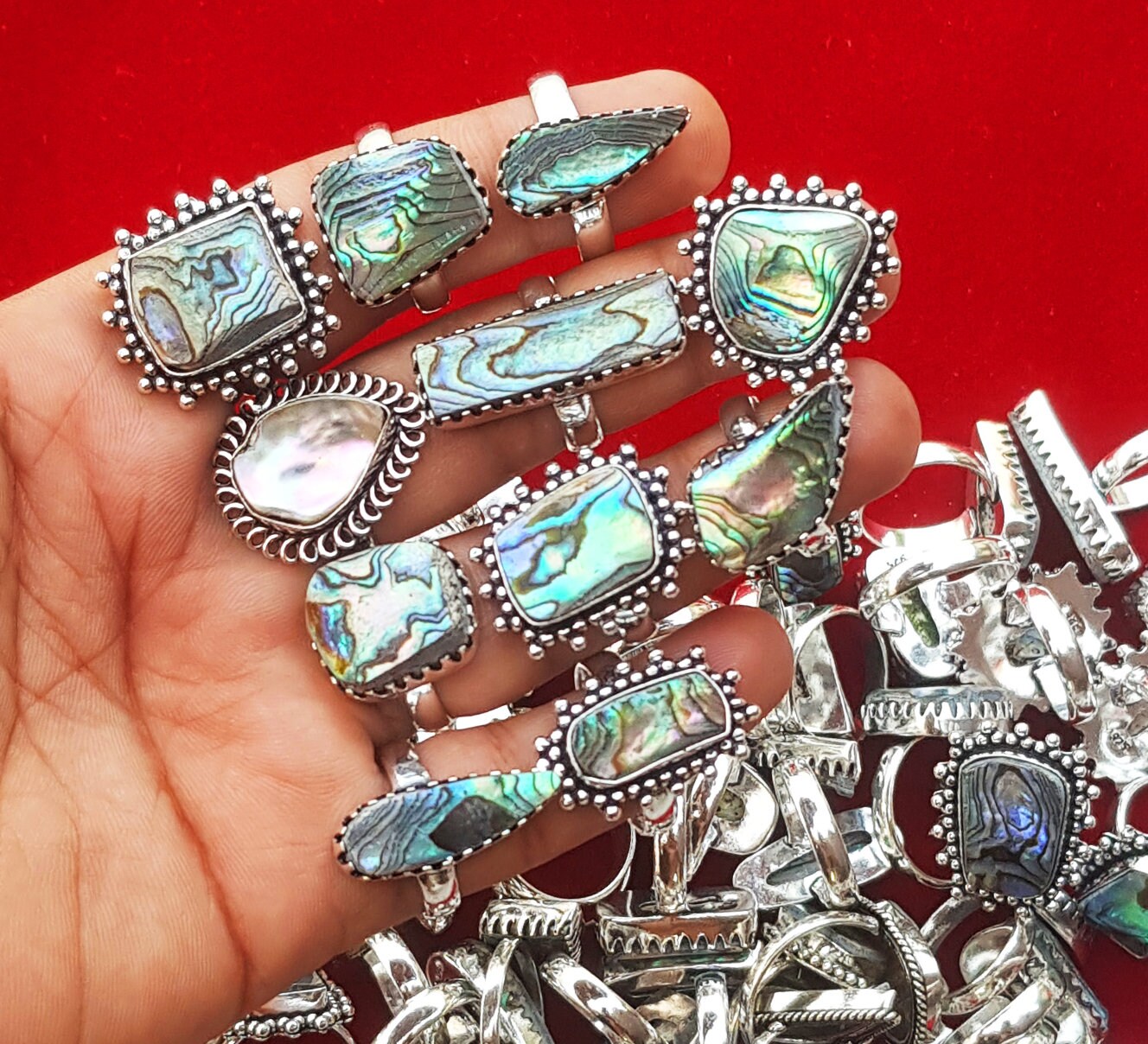 Abalone Shell Ring, Abalone Shell Gemstone Handmade Ring for Women