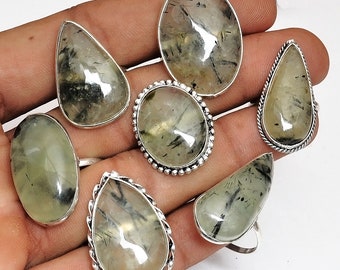 Natural Prehnite Gemstone Handmade Jewelry, Prehnite Crystal boho rings for women, Prehnite Green Ring Wedding Jewelry