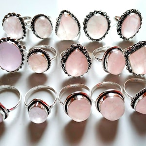 Rose Quartz Women Rings, Rose Quartz Crystal Handmade Rings For Women, Wholesale Ring For Bulk Sale Jewelry