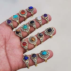 Wholesale Lot Assorted Crystal Rings For Women Gemstone Handmade Ring Gift Gold Plated Ring, Wholesale Lot Jewelry Bulk Sale!
