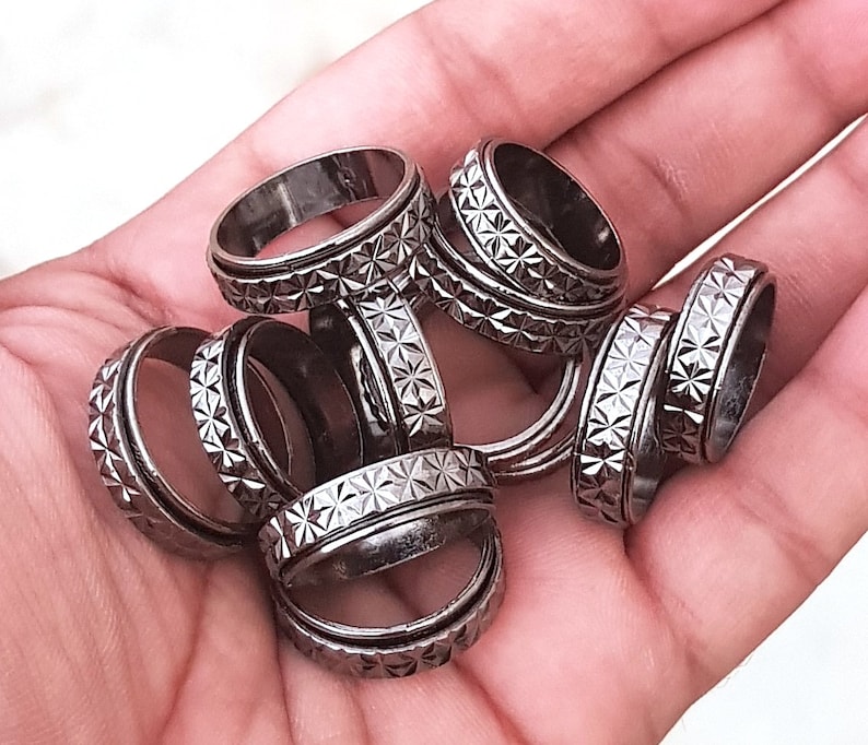 Wholesale Ring, Black Plated Spinner Ring, Boho Ring, Spinner Lot Ring for Women Fashion Jewelry, hippie Ring image 6